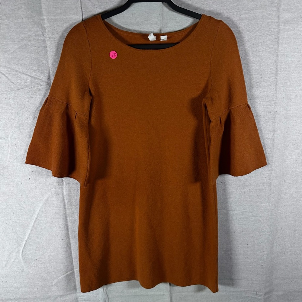 Moth Anthropologie Womens XS Rust Brown Bell Sleeve Knit Mini Dress‎ Sweater Top